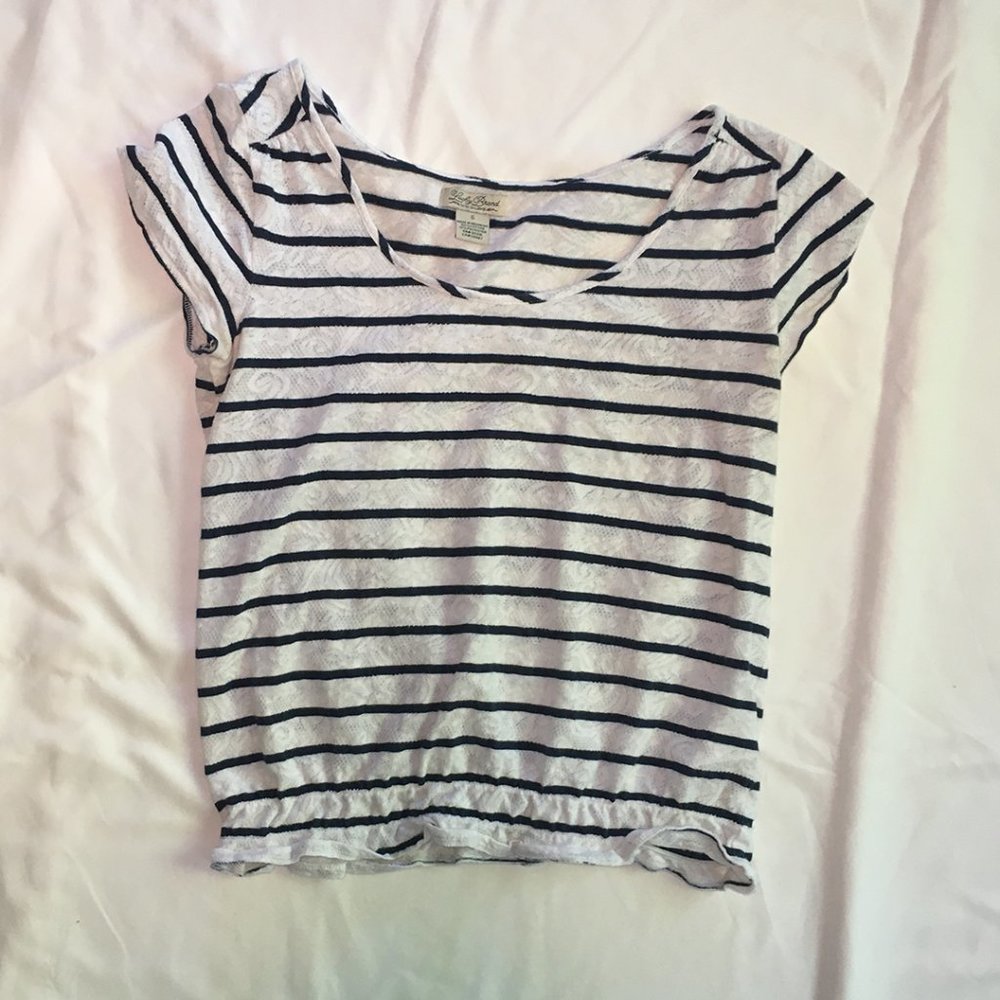Lucky Brand Stripe Lace Top